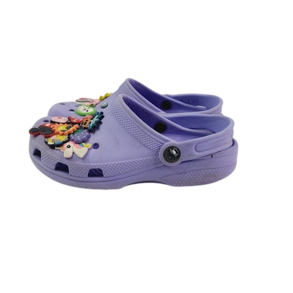 Crocs Girl's Lavender Disney Mickey Studs Classic Adjustable Casual Clog Size 2